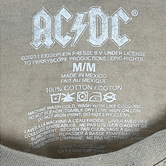 AC/DC two tone bleach dyed crew neck cap sleeve rocker t-shirt - Picture 8 of 8